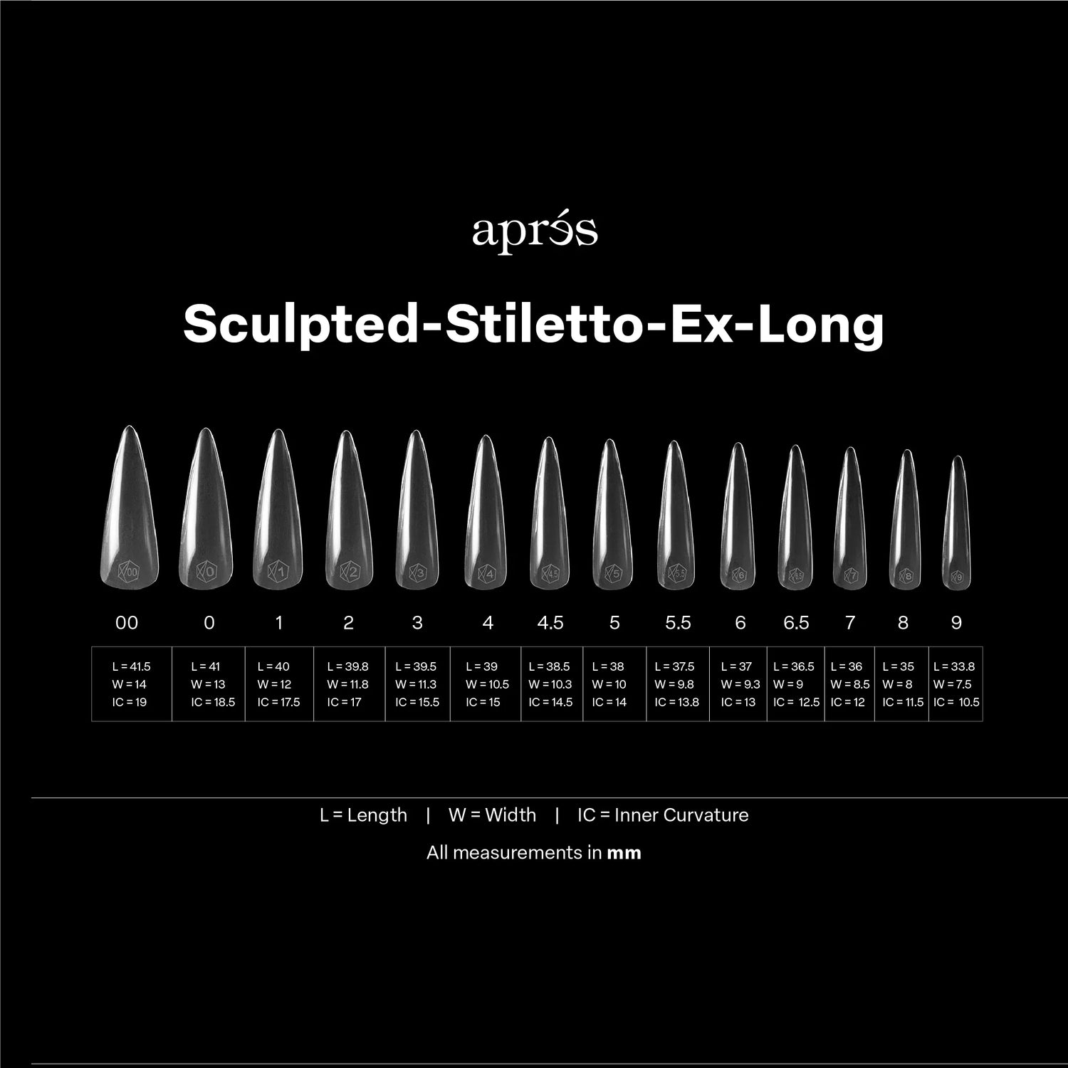 Aprés Gel-X® Kokokynnen Tipit, Sculpted Stiletto 420 kpl