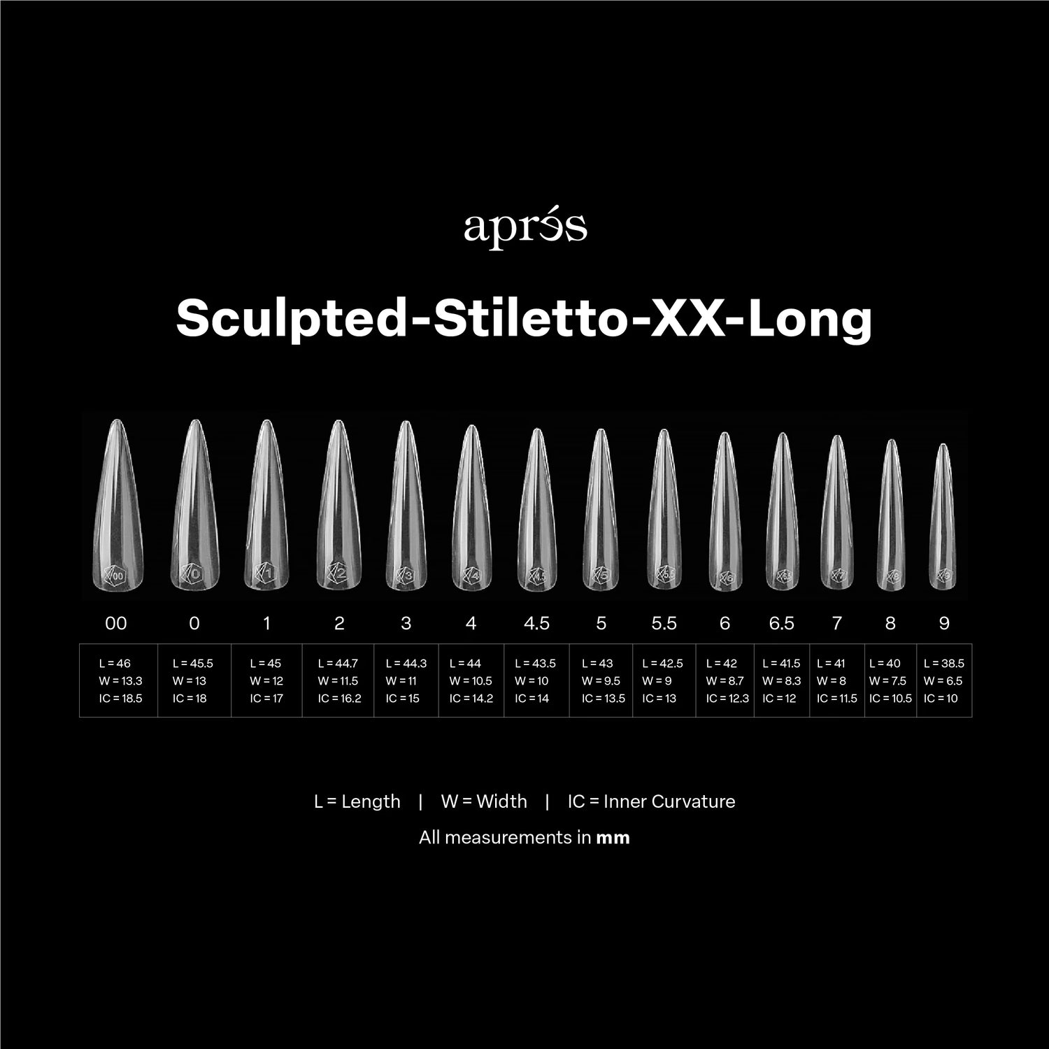 Aprés Gel-X® Kokokynnen Tipit, Sculpted Stiletto 420 kpl