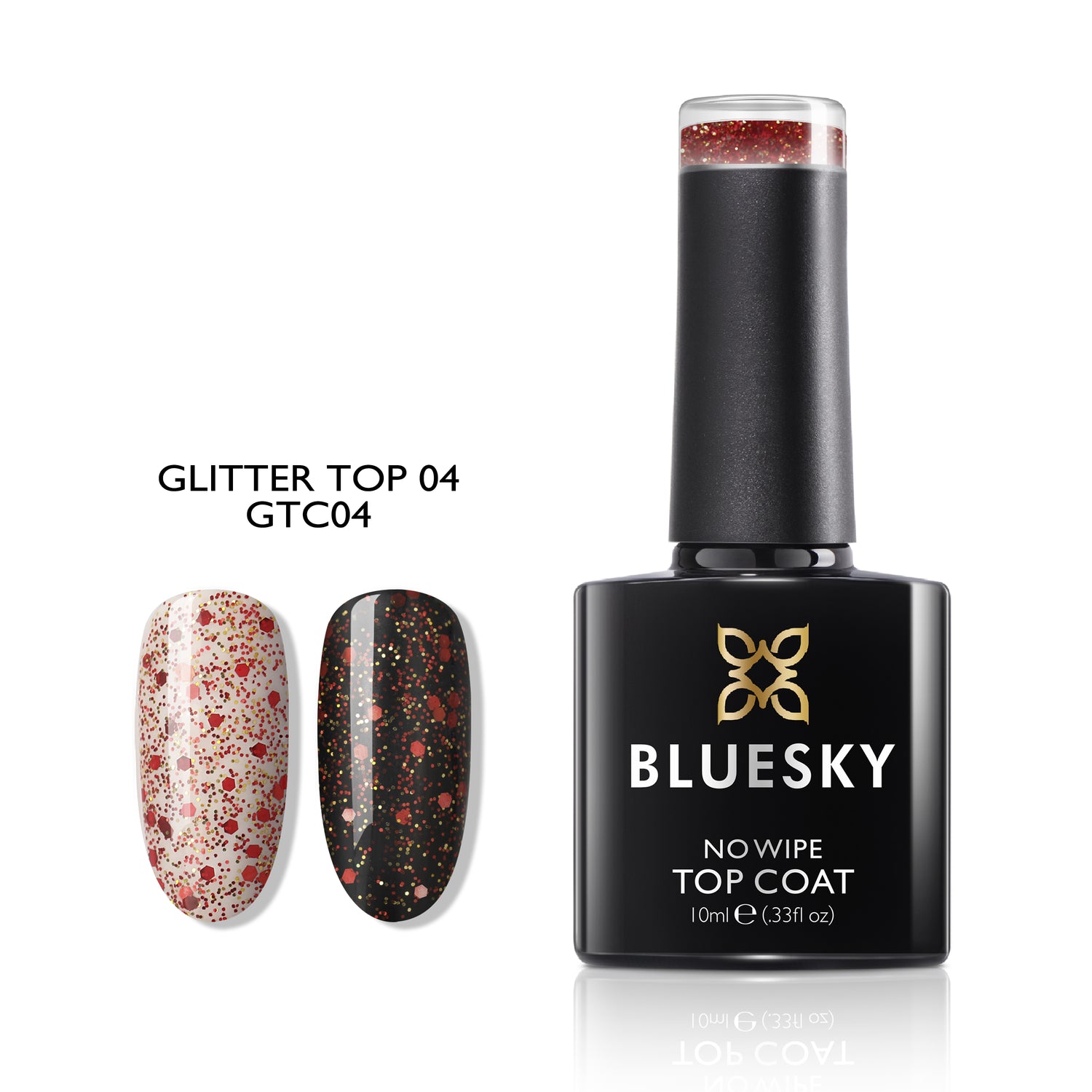 Bluesky No Wipe Glitter Top Geelipäällyslakka, GTC04