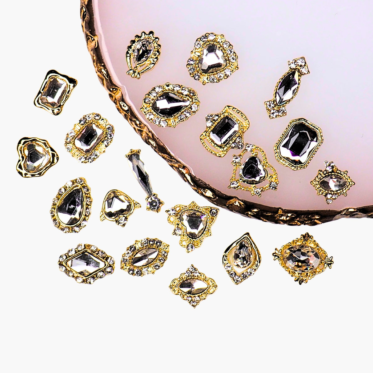 Assortment of Crystals with Decorative Frames, Clear