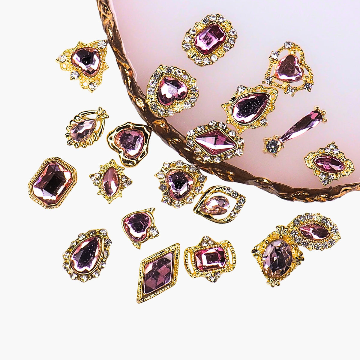 Assortment of Crystals with Decorative Frames, Lt. Rose