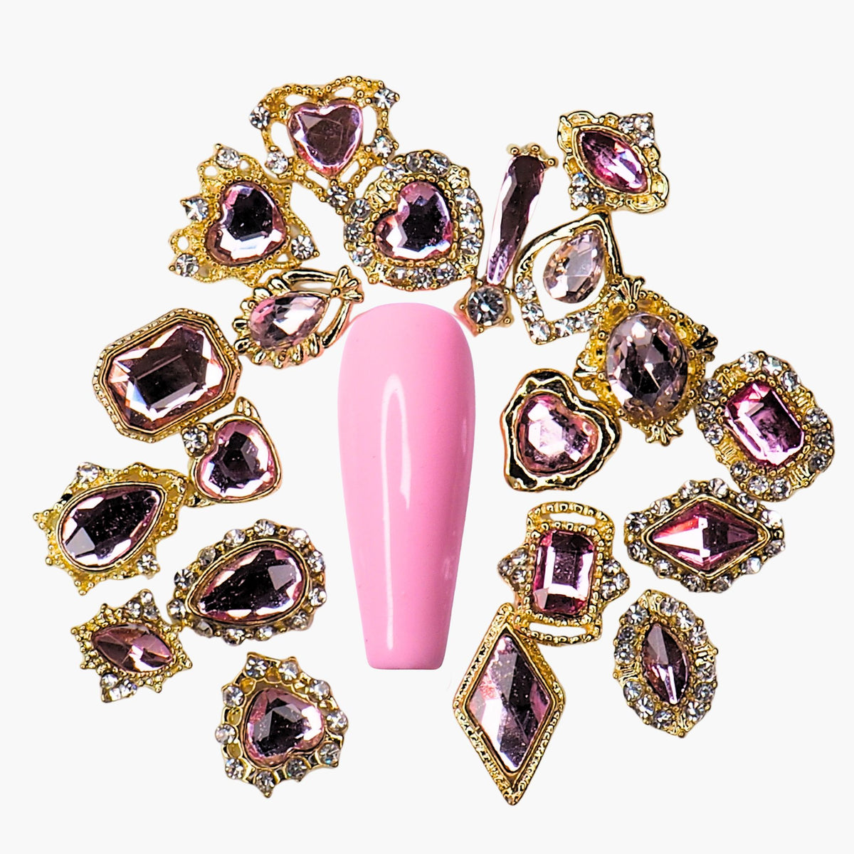Assortment of Crystals with Decorative Frames, Lt. Rose