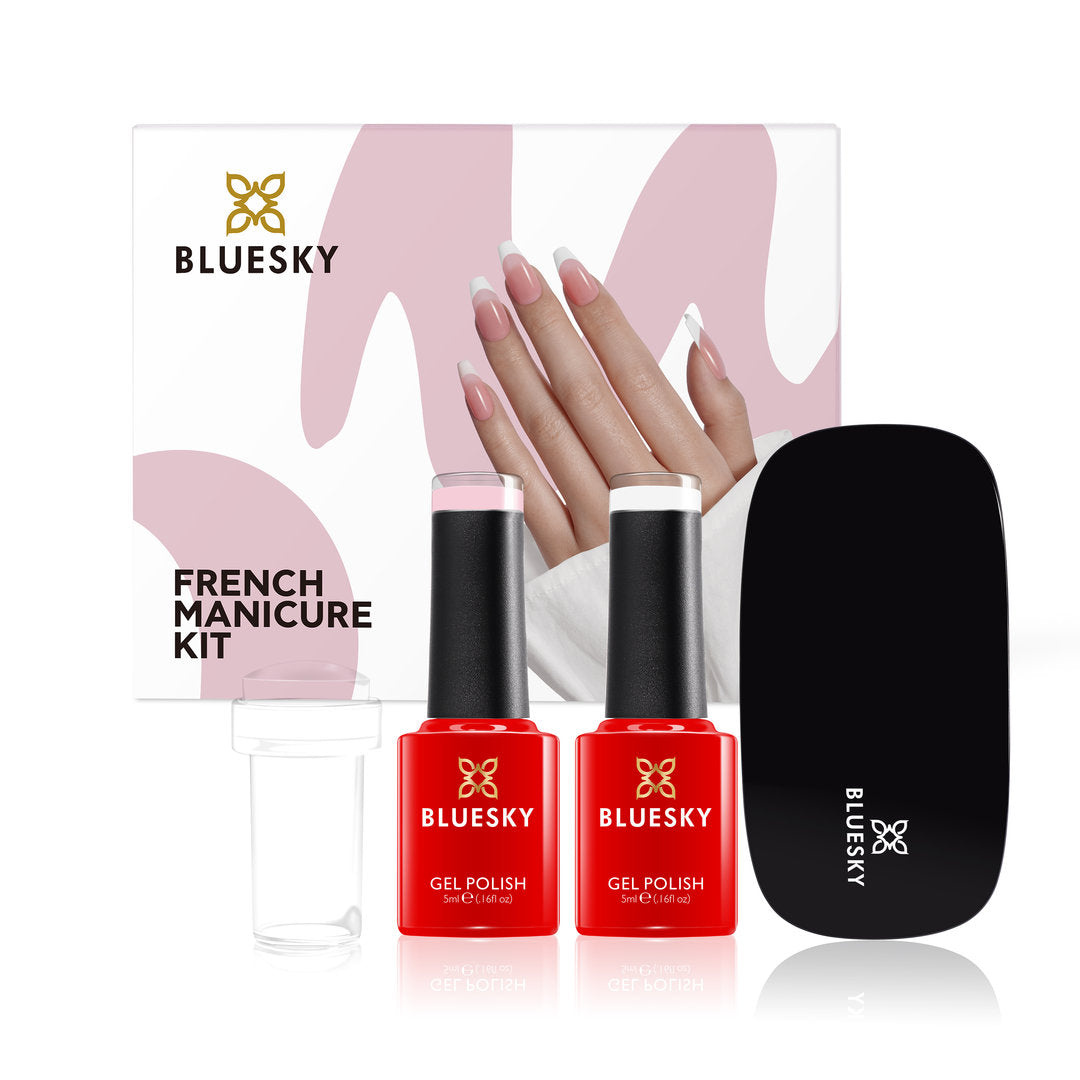 Bluesky French Manicure Kit Geelilakkasetti ranskalaiseen manikyyriin lampulla