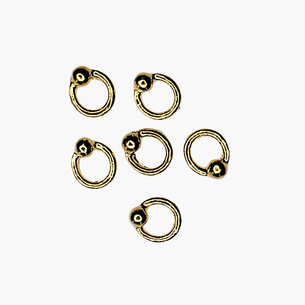 Nail art decoration, Closure Ring Small Gold 6 pcs *Discontinued