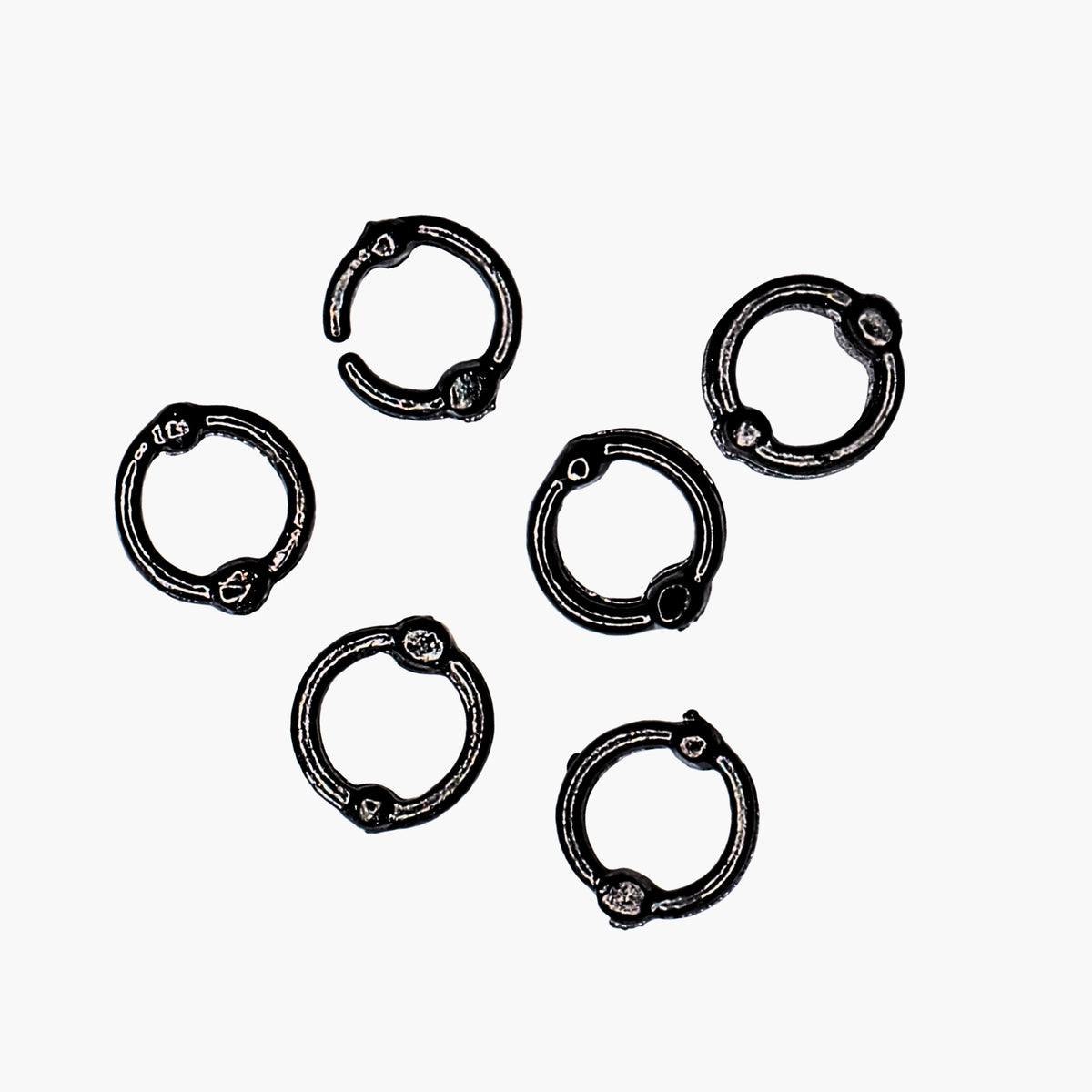 Nail decoration, Closure Ring Large Black 6 pcs