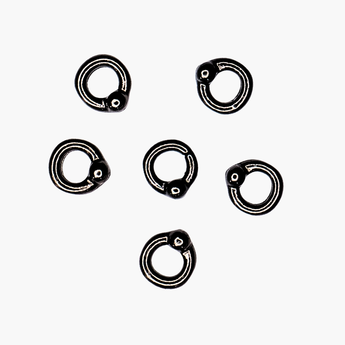 Nail decoration, Closure Ring Black 6 pcs