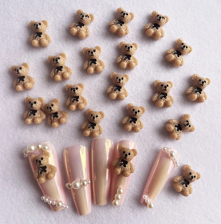 Nail decoration, Bear Brown 5 pcs.