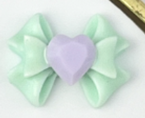 Nail decoration, Bows Green 3 pcs