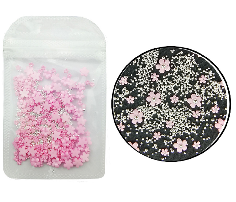 Nail Art, Flowers Pink