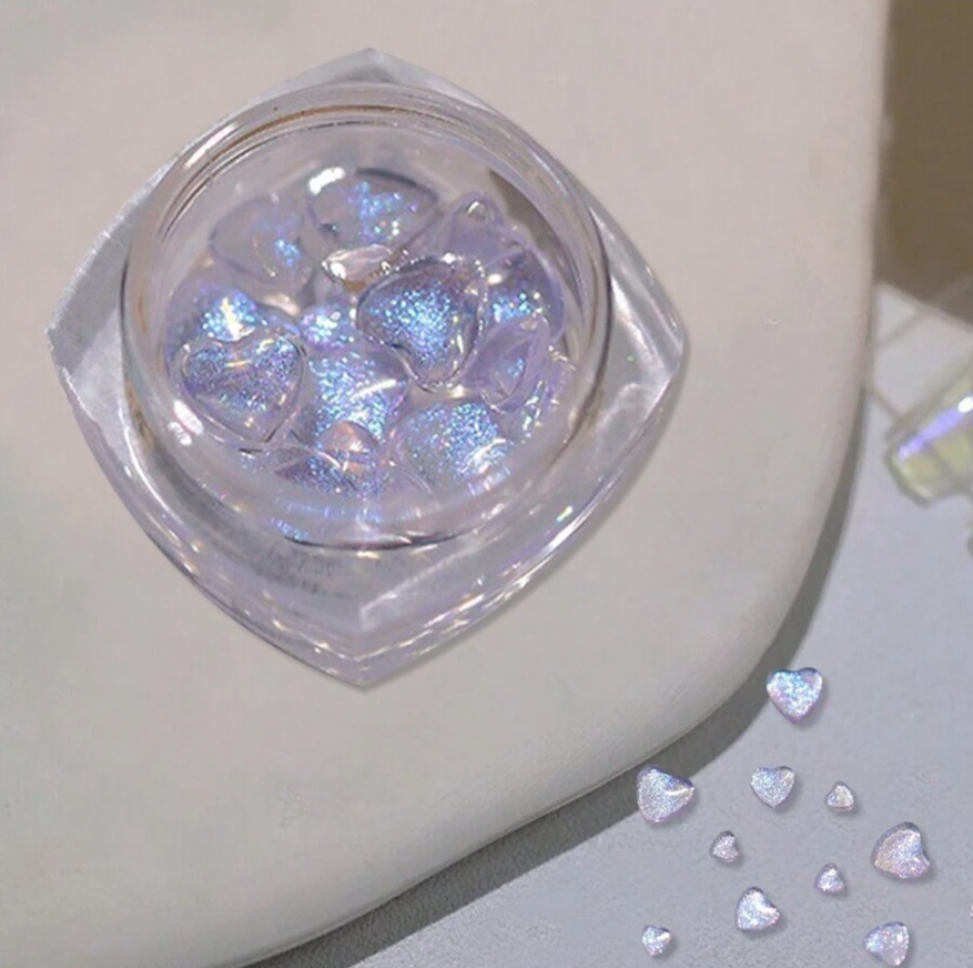 Nail Art, Shimmer Hearts Purple