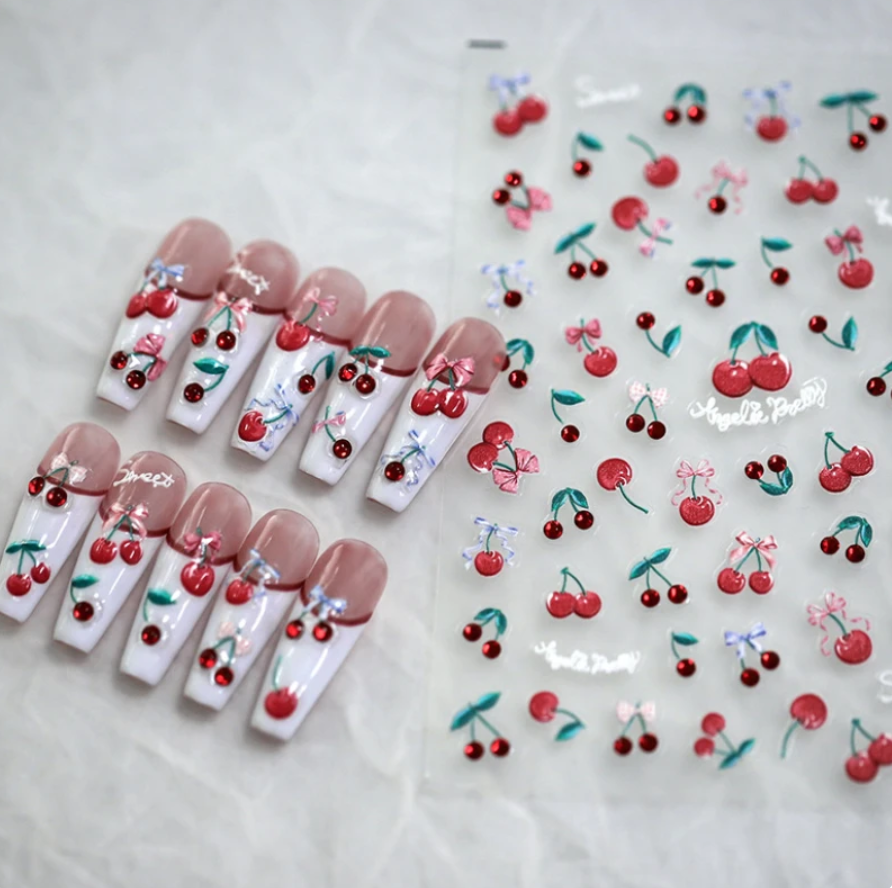 Nail stickers 3D, Cherries