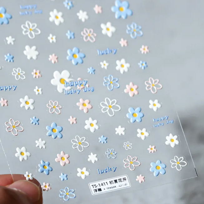 Nail stickers 3D, Daisies