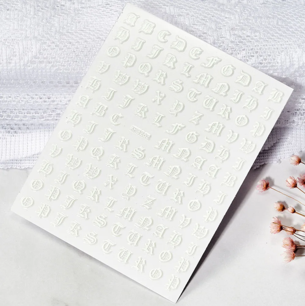 Nail Stickers, Letters White