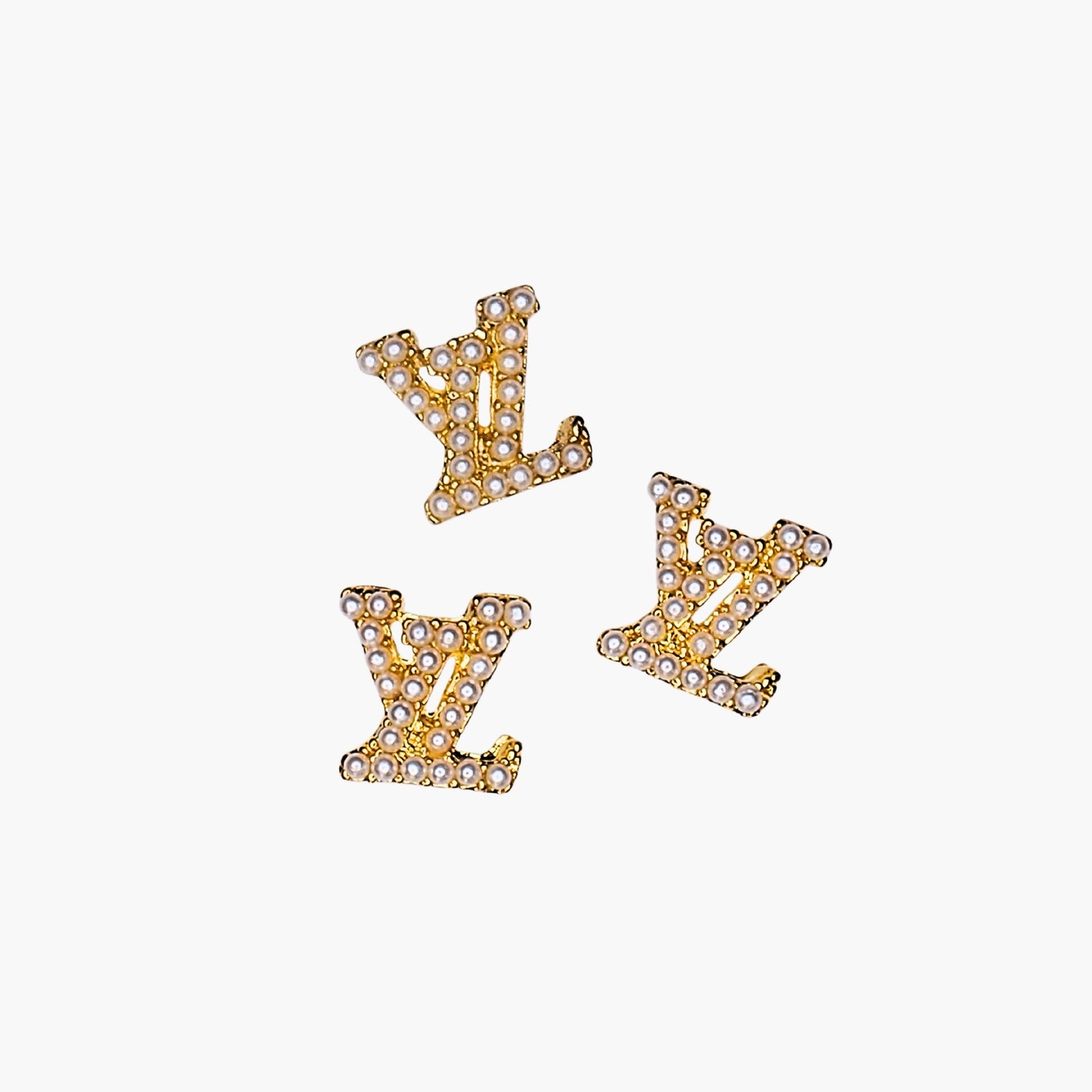 Nail Decoration, Louis Vuitton Gold & Pearls 3 pcs