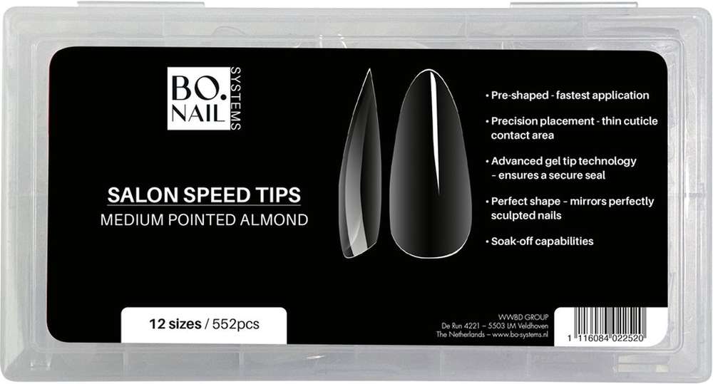 BO.Nail Soft Gel Tipit, Medium pointed almond