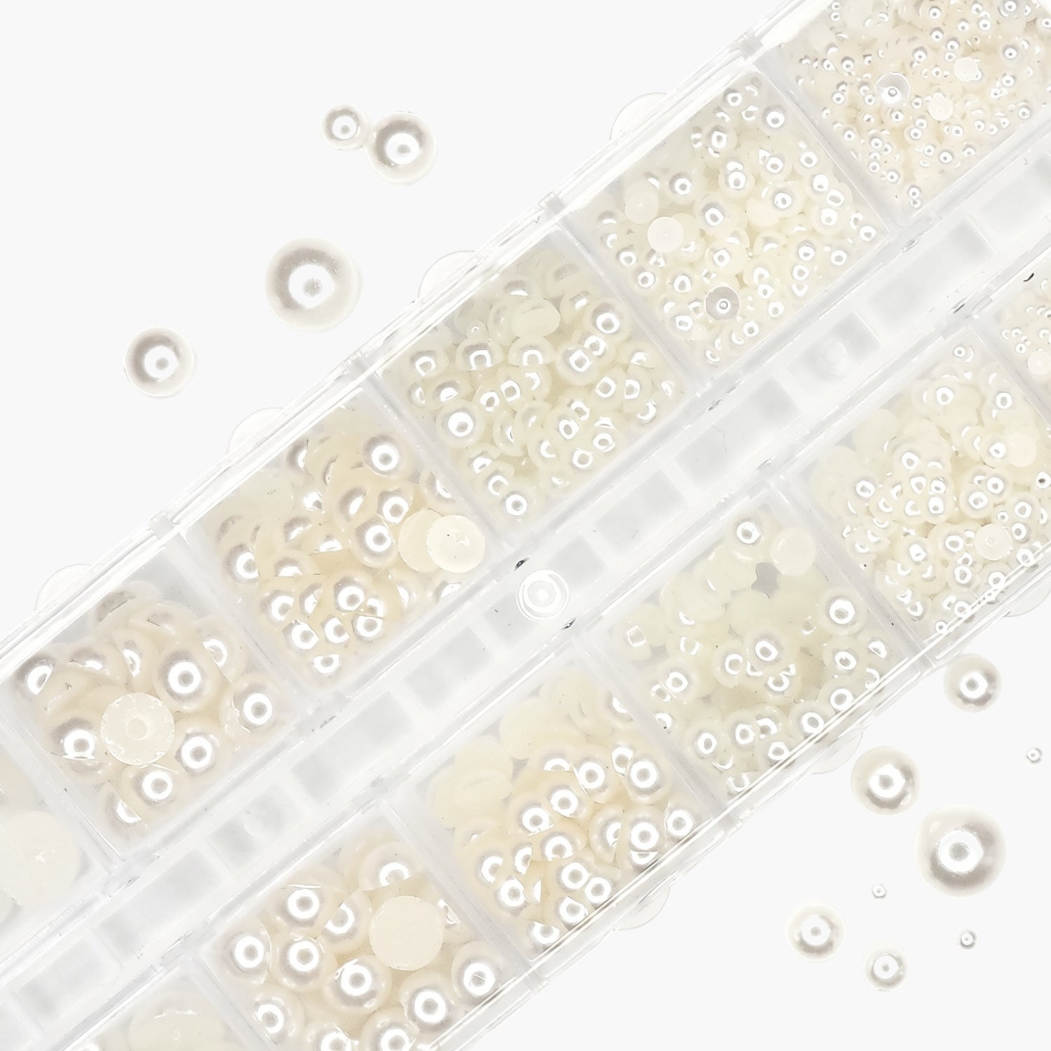Nail art Set, Pearls, Off-White, With Wax Pen And Tweezers