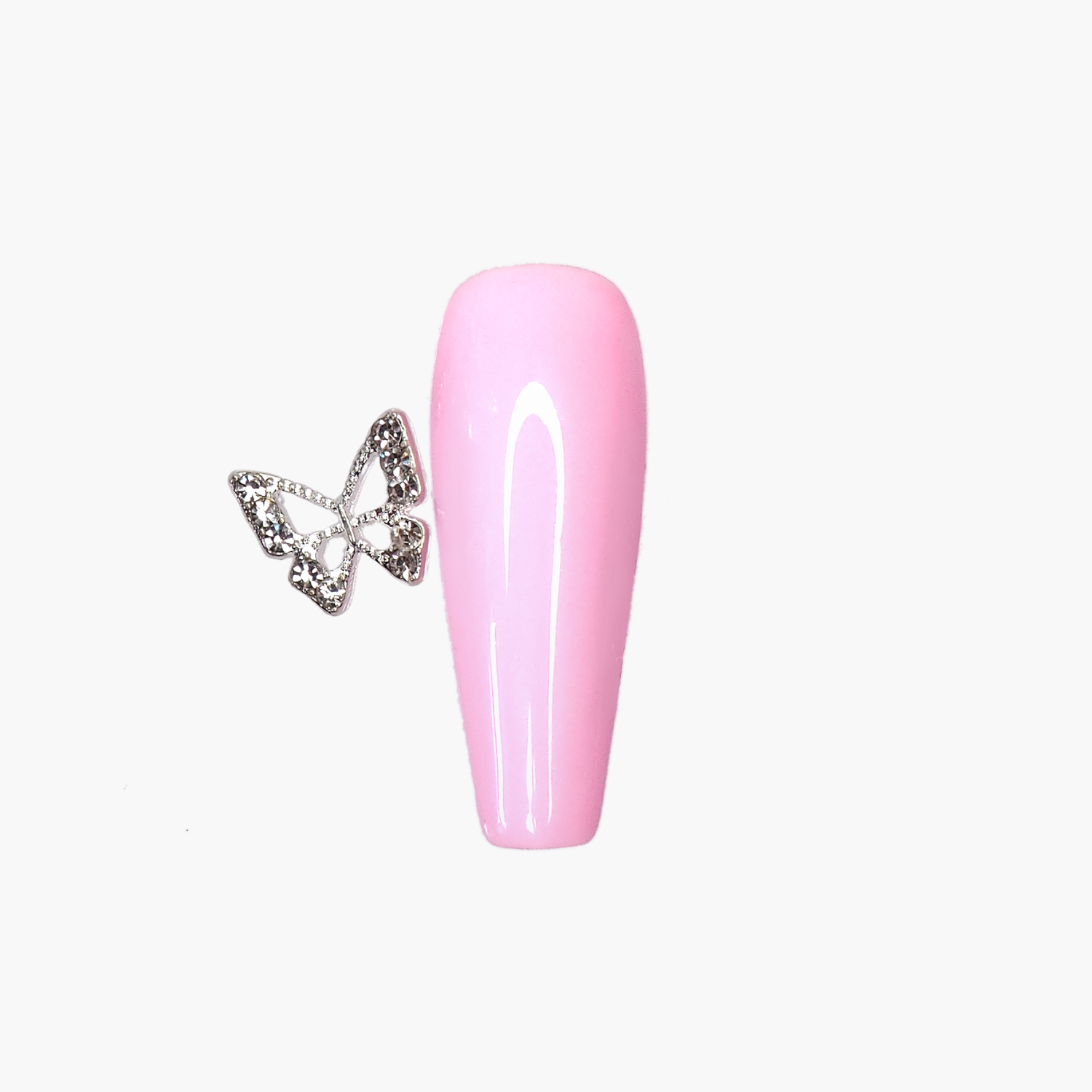 Nail Decoration, Butterfly with Crystals Silver 5pcs
