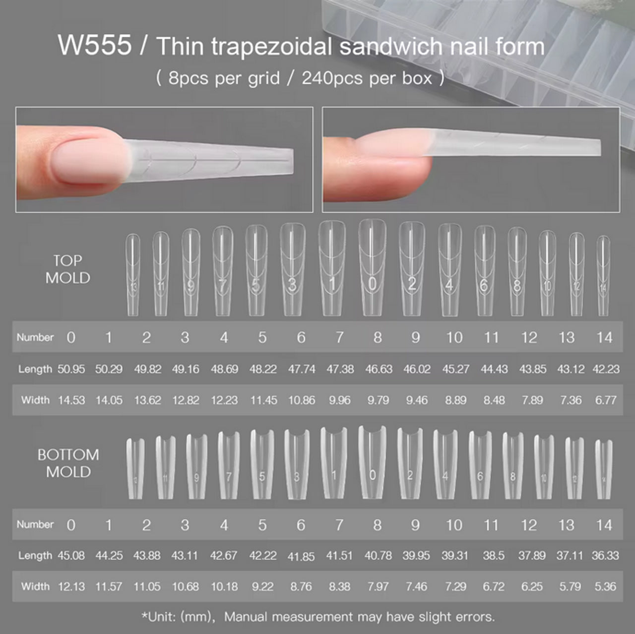 Sandwich Dual Nail Form, Coffin 120 kpl