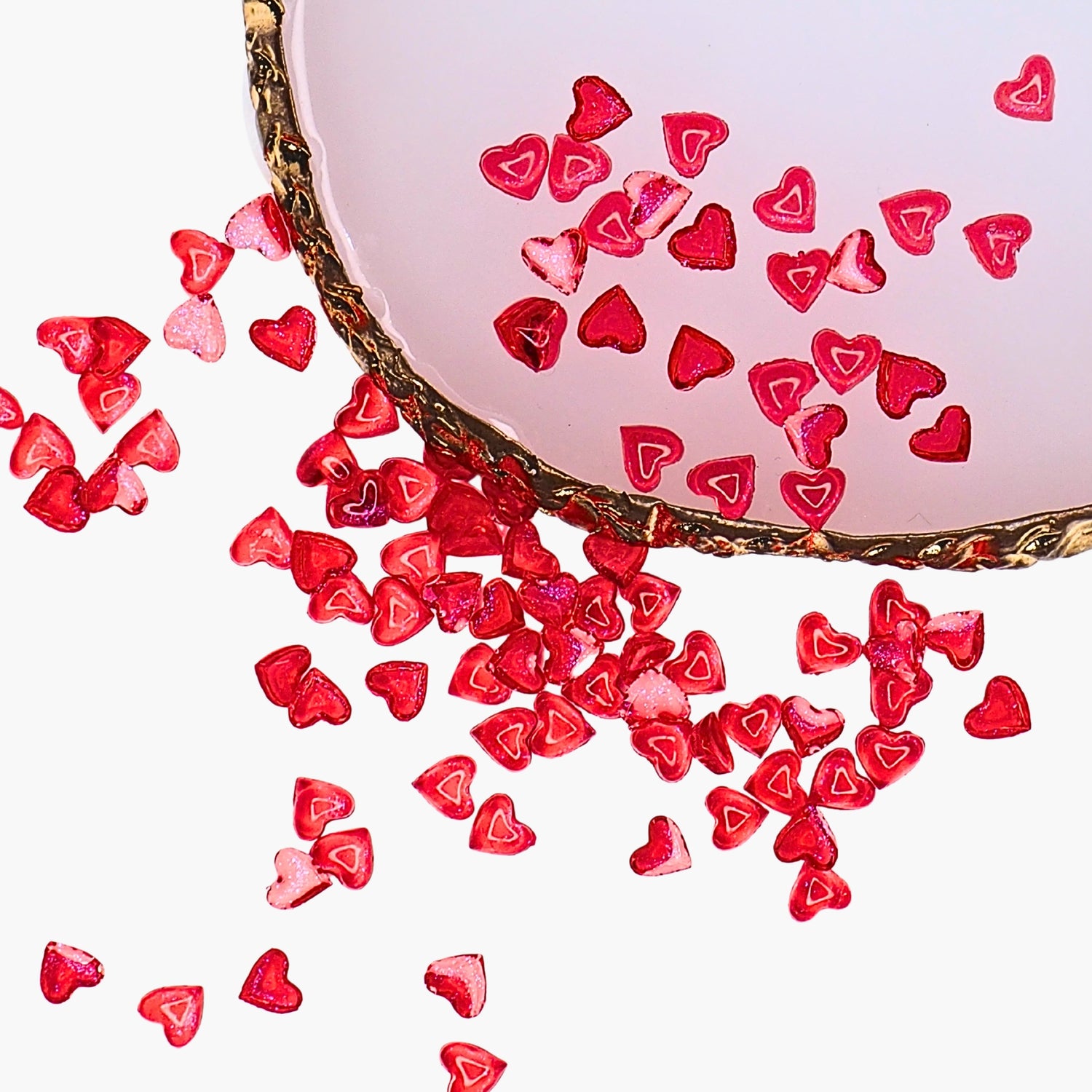 Nail decoration, Shimmer Hearts Red 100 pcs.