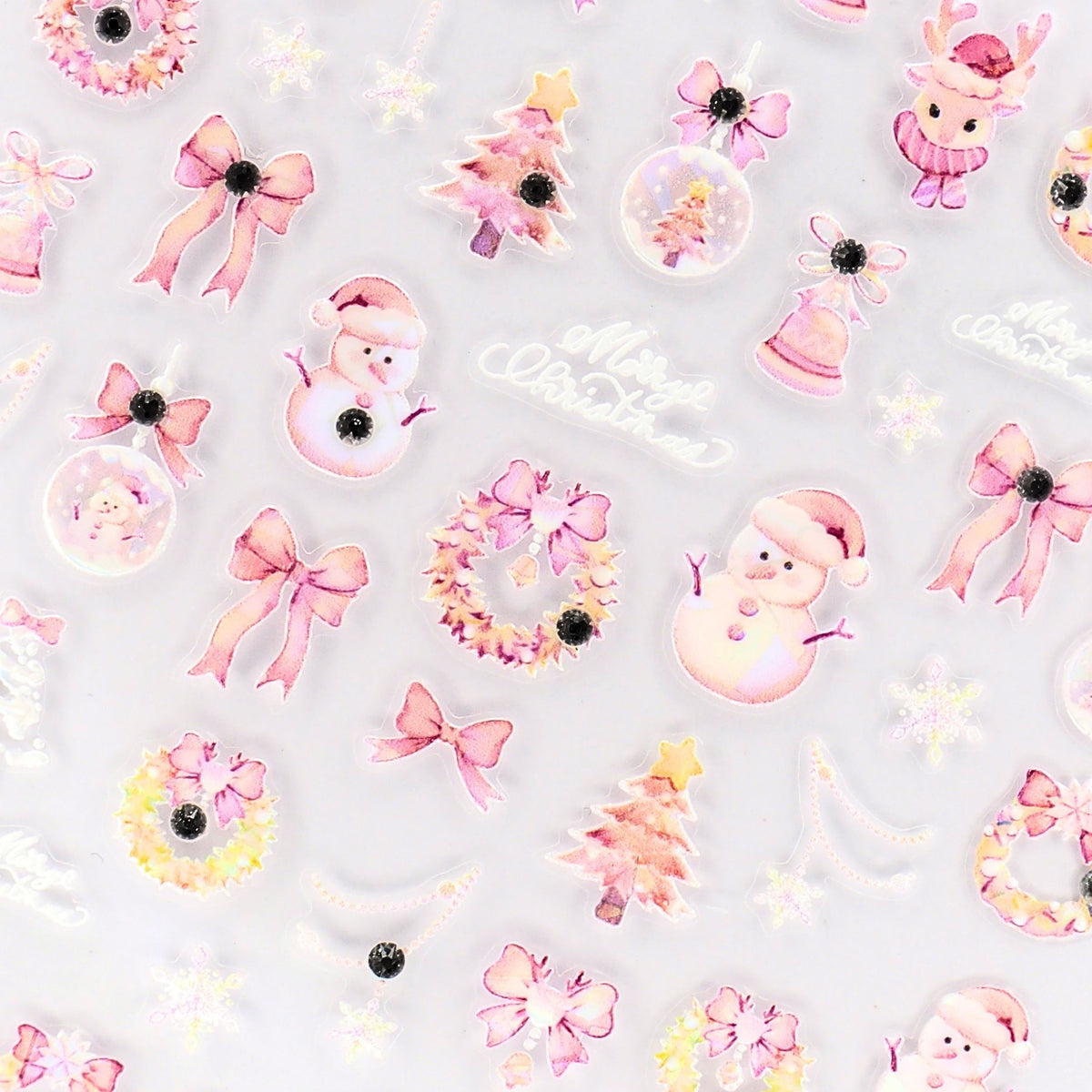 TOMONI Nail stickers, Pink Snowman